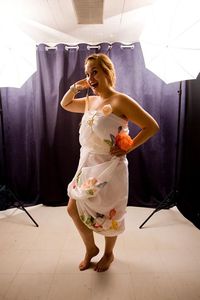 #17 You are off to a most elegant formal evening gala. Disaster strikes! Your outfit is ruined! Dress yourself in an outfit fit for such an evening, using only items found in your bathroom.