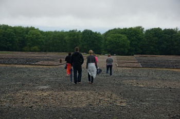 The barracks are all gone. Only the outlines remain.