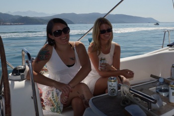 Out on the water. Little did I know that beer was a bad idea...