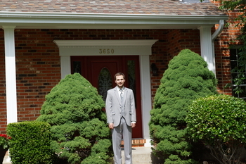 Stefan and the boys waiting outside for the girls to pin me into the dress and lace me up. Only a small amount of blood was spilt in the process. Good work, ladies!