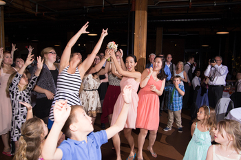 Megan snatches the bouquet!