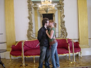 Young couples had guardians who would sit on the two ends of this couch to make sure scenes like this one didn't happen. (Dublin, Spring 2007)